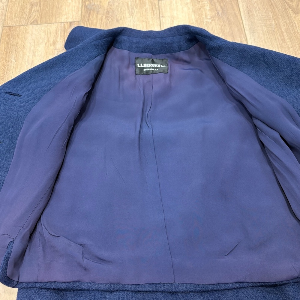 🌟VTG🌟 50s 60s 2 PC WOOL NOTCH COLLAR JACKET PENCIL SKIRT SUIT SET NAVY SZ 4 6 - Picture 10 of 15
